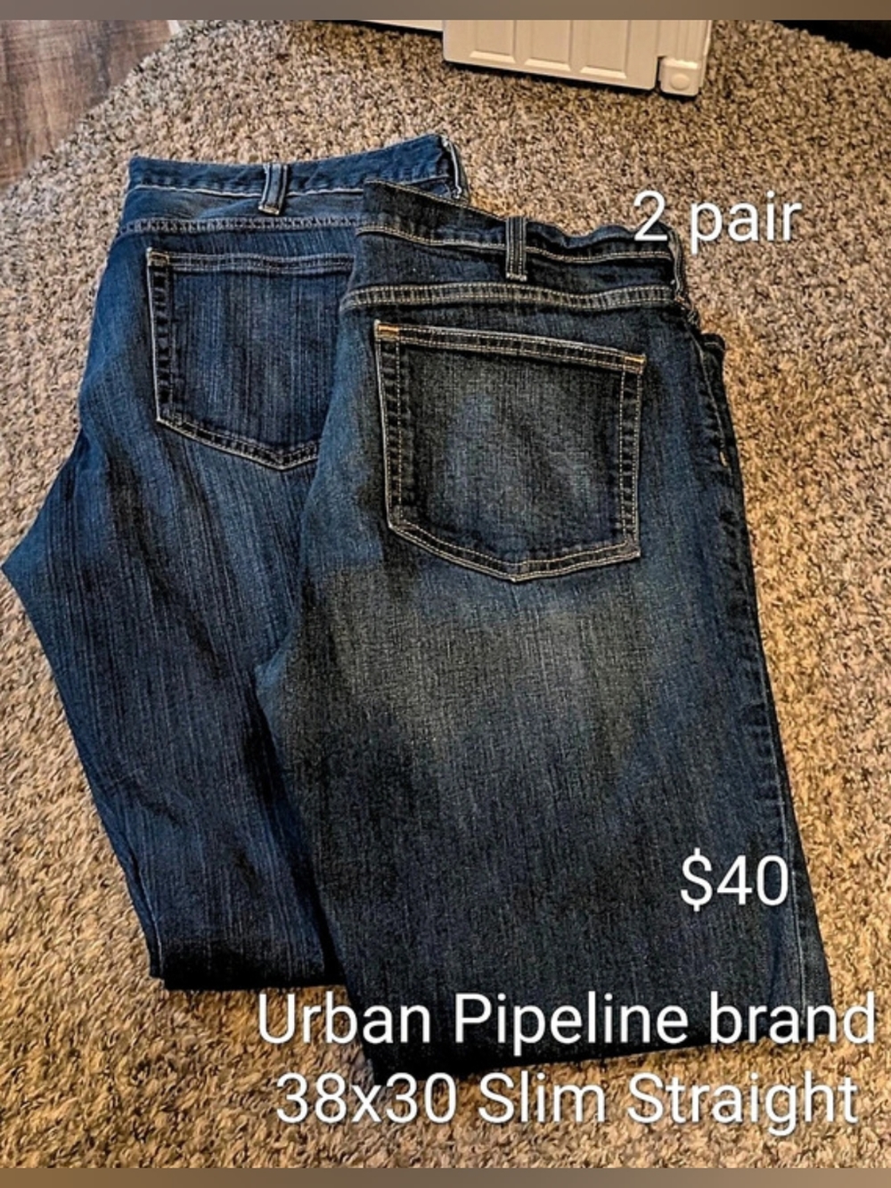 Urban Pipeline Slim Straight Jeans Blue Waist 38 x 30 2-Pair
